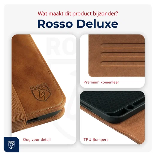 Rosso Deluxe Samsung Galaxy Tab S10 FE Plus Hoes Book Case Echt Leer Bruin afbeelding 3