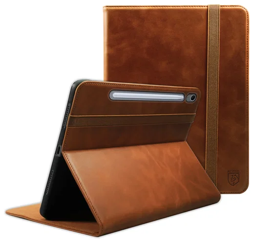 Rosso Deluxe Samsung Galaxy Tab S10 FE Plus Hoes Book Case Echt Leer Bruin afbeelding 1