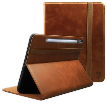 Rosso Deluxe Samsung Galaxy Tab S10 FE Plus Hoes Book Case Echt Leer Bruin