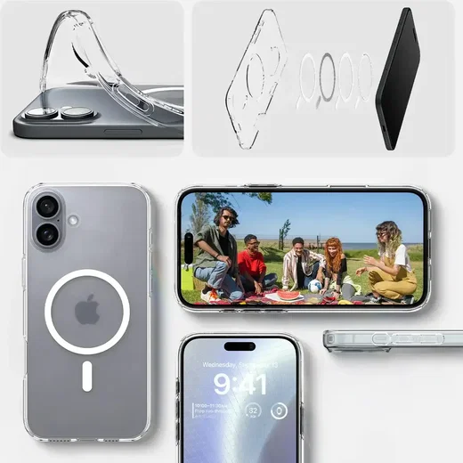 Spigen Crystal Flex MagFit iPhone 16 Hoesje MagSafe Back Cover Transparant afbeelding 7