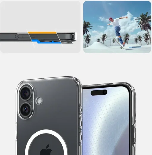 Spigen Crystal Flex MagFit iPhone 16 Hoesje MagSafe Back Cover Transparant afbeelding 8