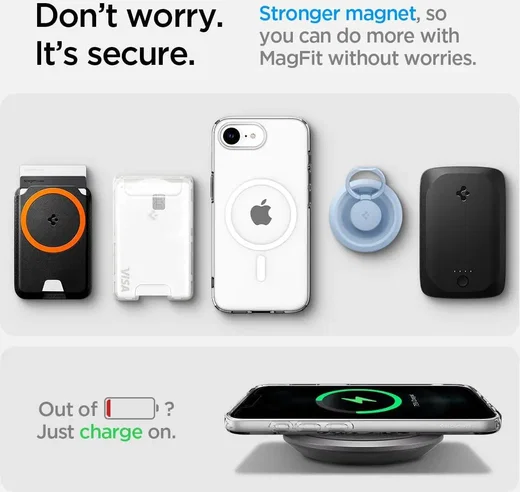 Spigen Liquid Crystal iPhone 17e / 16e Hoesje MagSafe Back Cover Transparant afbeelding 4