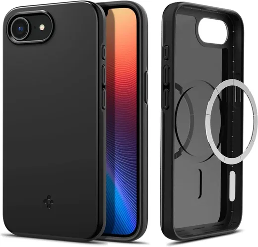 Spigen Thin Fit MagFit iPhone 17e / 16e Hoesje MagSafe Back Cover Zwart afbeelding 1