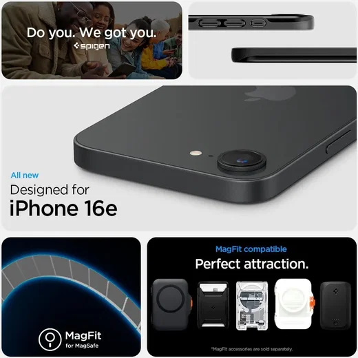 Spigen Thin Fit MagFit iPhone 17e / 16e Hoesje MagSafe Back Cover Zwart afbeelding 3