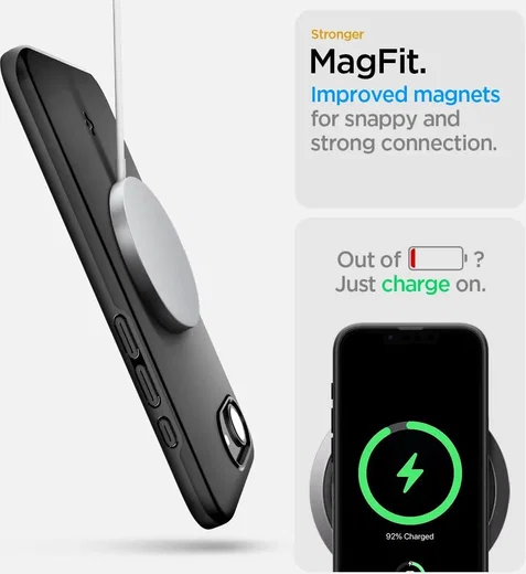 Spigen Thin Fit MagFit iPhone 17e / 16e Hoesje MagSafe Back Cover Zwart afbeelding 4