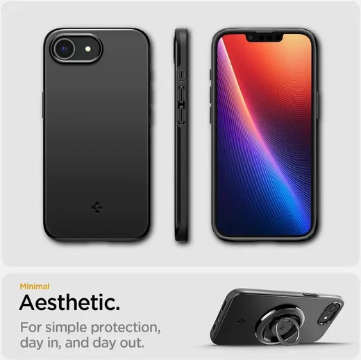 Spigen Thin Fit MagFit iPhone 17e / 16e Hoesje MagSafe Back Cover Zwart afbeelding 5