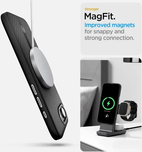 Spigen Enzo Aramid iPhone 16e Hoesje MagSafe Aramide Back Cover Zwart afbeelding 3