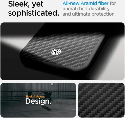 Spigen Enzo Aramid iPhone 16e Hoesje MagSafe Aramide Back Cover Zwart afbeelding 5