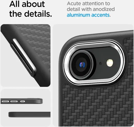 Spigen Enzo Aramid iPhone 16e Hoesje MagSafe Aramide Back Cover Zwart afbeelding 6