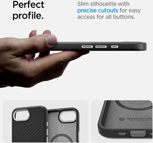 Spigen Enzo Aramid iPhone 16e Hoesje MagSafe Aramide Back Cover Zwart afbeelding 7