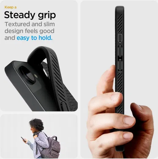 Spigen Liquid Air MagFit iPhone 16e Hoesje MagSafe Back Cover Matte Zwart afbeelding 5