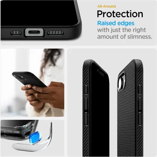 Spigen Liquid Air MagFit iPhone 16e Hoesje MagSafe Back Cover Matte Zwart afbeelding 6