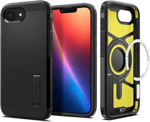 Spigen Tough Armor iPhone 17e / 16e Hoesje MagSafe Back Cover Zwart afbeelding 1