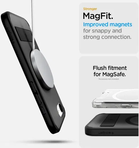 Spigen Ultra Hybrid S MagFit iPhone 16e Hoesje Back Cover Frost Zwart afbeelding 3