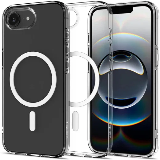 Spigen Crystal Flex MagFit iPhone 17e / 16e Hoesje MagSafe Transparant Wit afbeelding 1