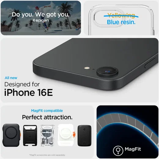 Spigen Crystal Flex MagFit iPhone 17e / 16e Hoesje MagSafe Transparant Wit afbeelding 2