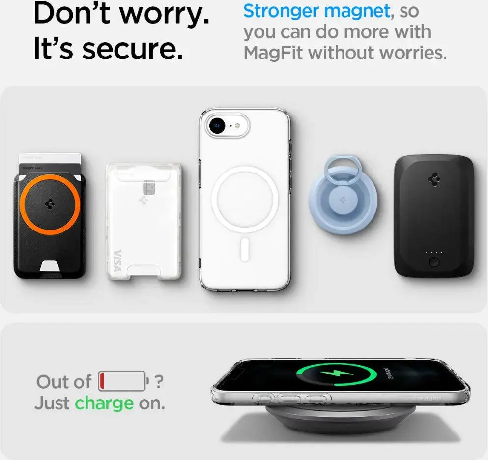 Spigen Crystal Flex MagFit iPhone 17e / 16e Hoesje MagSafe Transparant Wit afbeelding 3