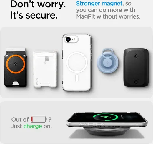Spigen Crystal Flex MagFit iPhone 17e / 16e Hoesje MagSafe Transparant Wit afbeelding 3