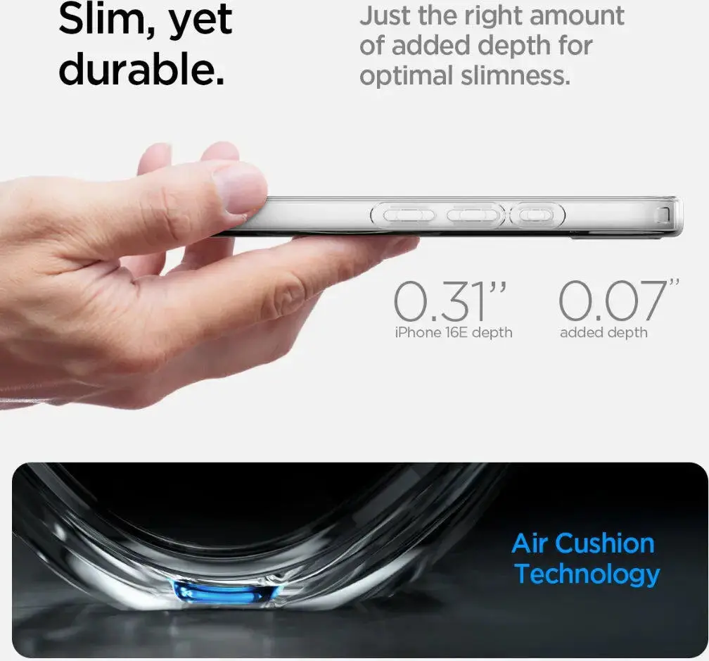 Spigen Crystal Flex MagFit iPhone 17e / 16e Hoesje MagSafe Transparant Wit afbeelding 4