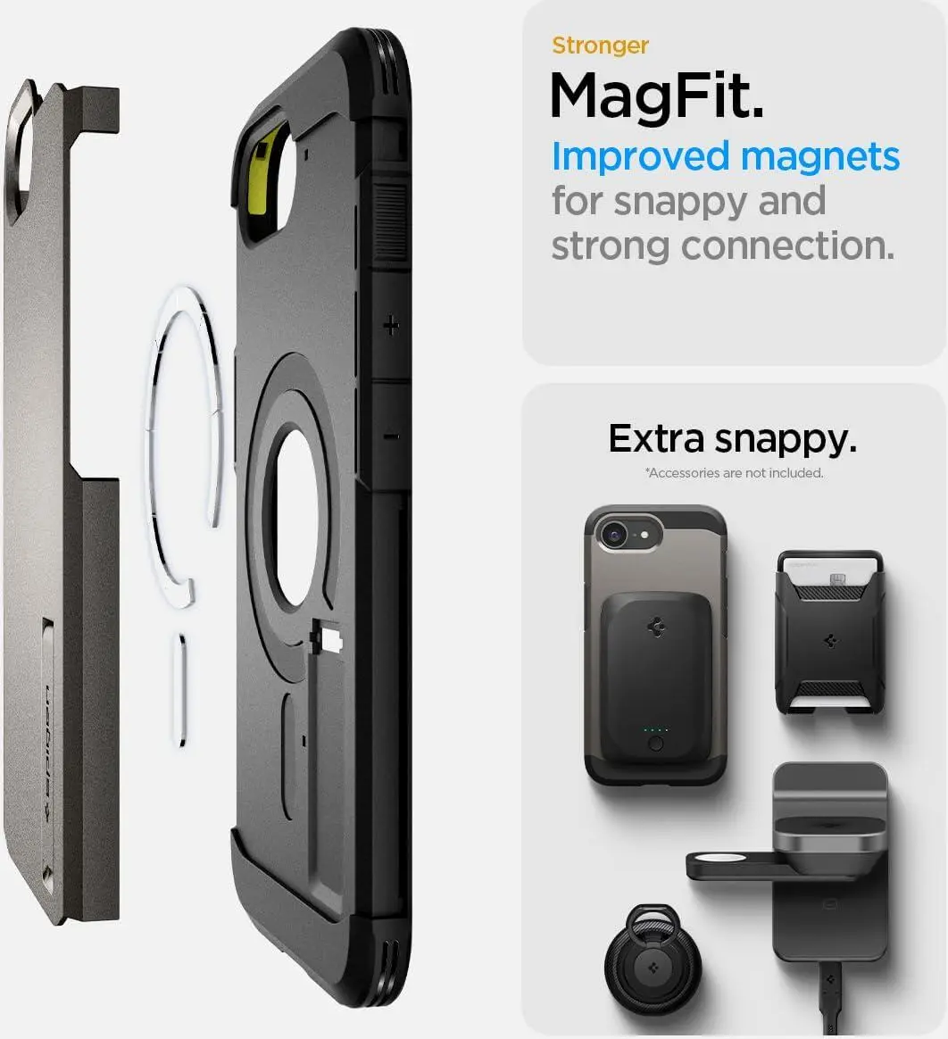 Spigen Tough Armor iPhone 17e / 16e Hoesje MagSafe Back Cover Gunmetal afbeelding 3