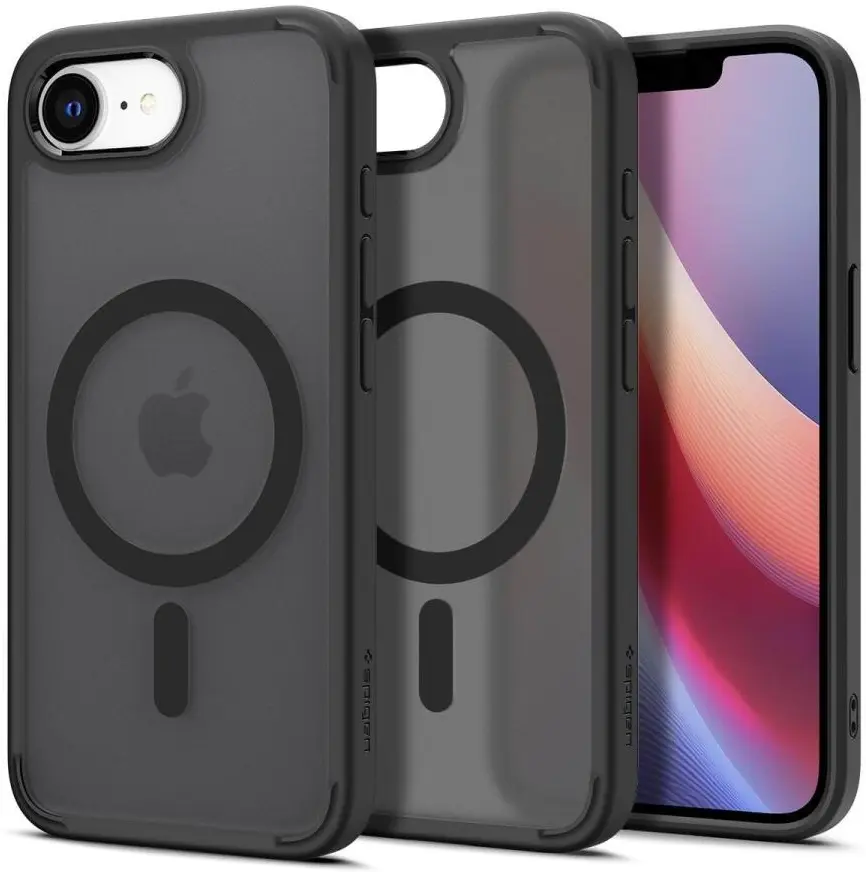 Spigen Crystal Hybrid MagSafe iPhone 17e / 16e Hoesje Back Cover Frosted Zwart afbeelding 1