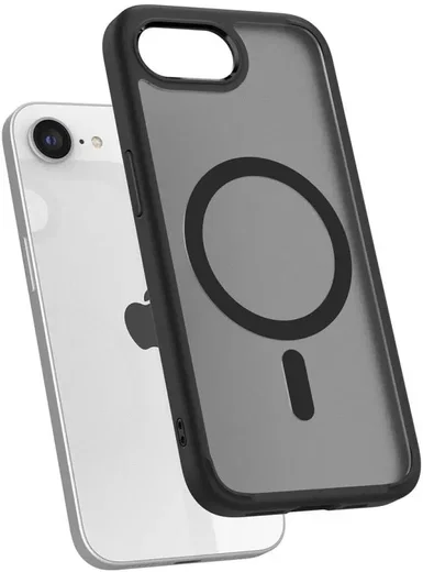 Spigen Crystal Hybrid MagSafe iPhone 17e / 16e Hoesje Back Cover Frosted Zwart afbeelding 2