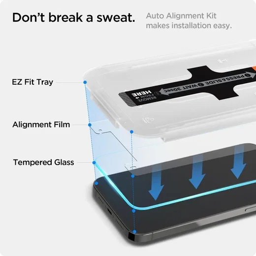 Spigen EZ Fit Glas.tR iPhone 17e / 16e/14/13/13 Pro HD Sensor Open afbeelding 3