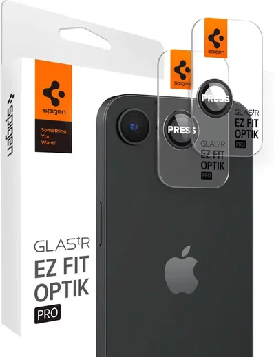 Spigen EZ Fit Optik Pro iPhone 17e / 16e Camera Lens Protector Zwart (2-Pack) afbeelding 1