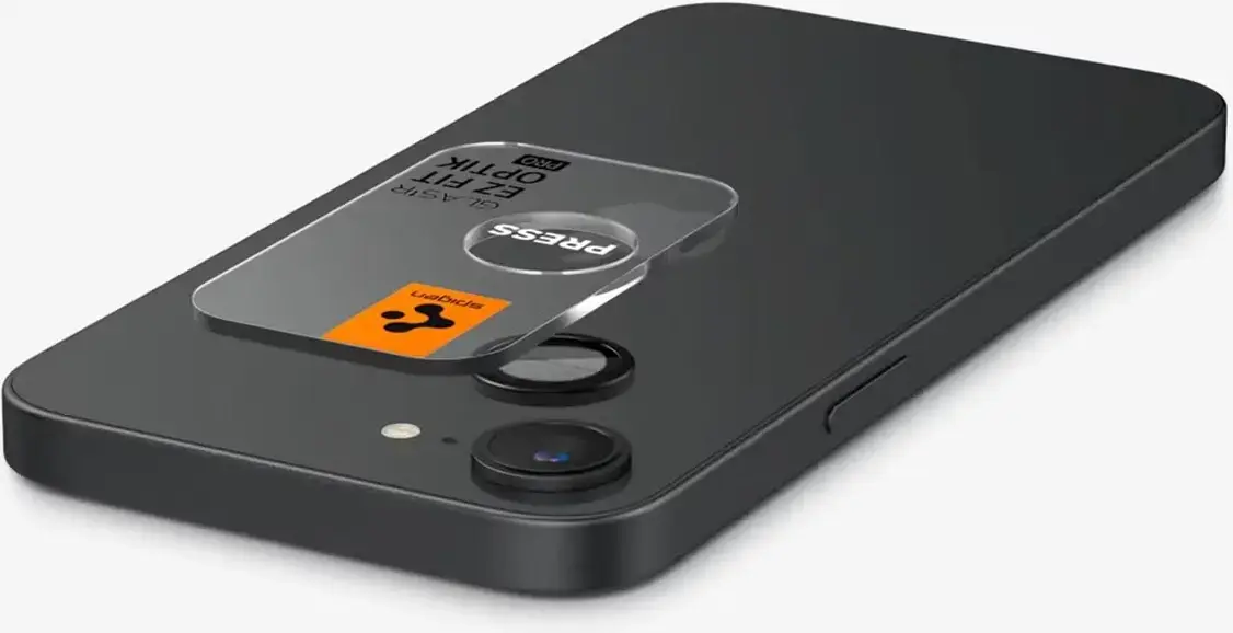 Spigen EZ Fit Optik Pro iPhone 17e / 16e Camera Lens Protector Zwart (2-Pack) afbeelding 4