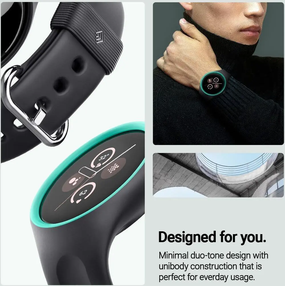 Spigen Nano Pop - Google Pixel Watch 3 41MM/Watch 2 Hoesje en Bandje - Zwart afbeelding 4