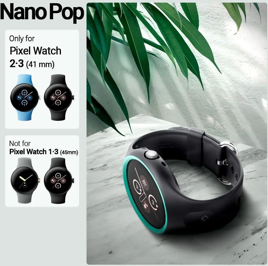 Spigen Nano Pop - Google Pixel Watch 3 41MM/Watch 2 Hoesje en Bandje - Zwart afbeelding 2