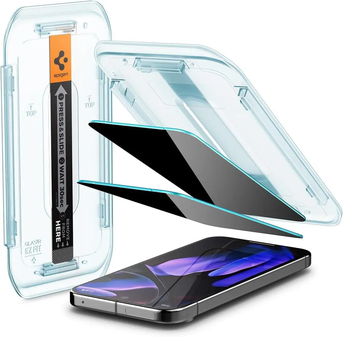 Spigen EZ Fit GLAS.tR Google Pixel 9 / 9 Pro Privacy Glass 2-Pack afbeelding 1