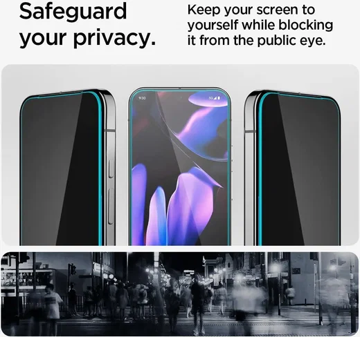 Spigen EZ Fit GLAS.tR Google Pixel 9 / 9 Pro Privacy Glass 2-Pack afbeelding 4