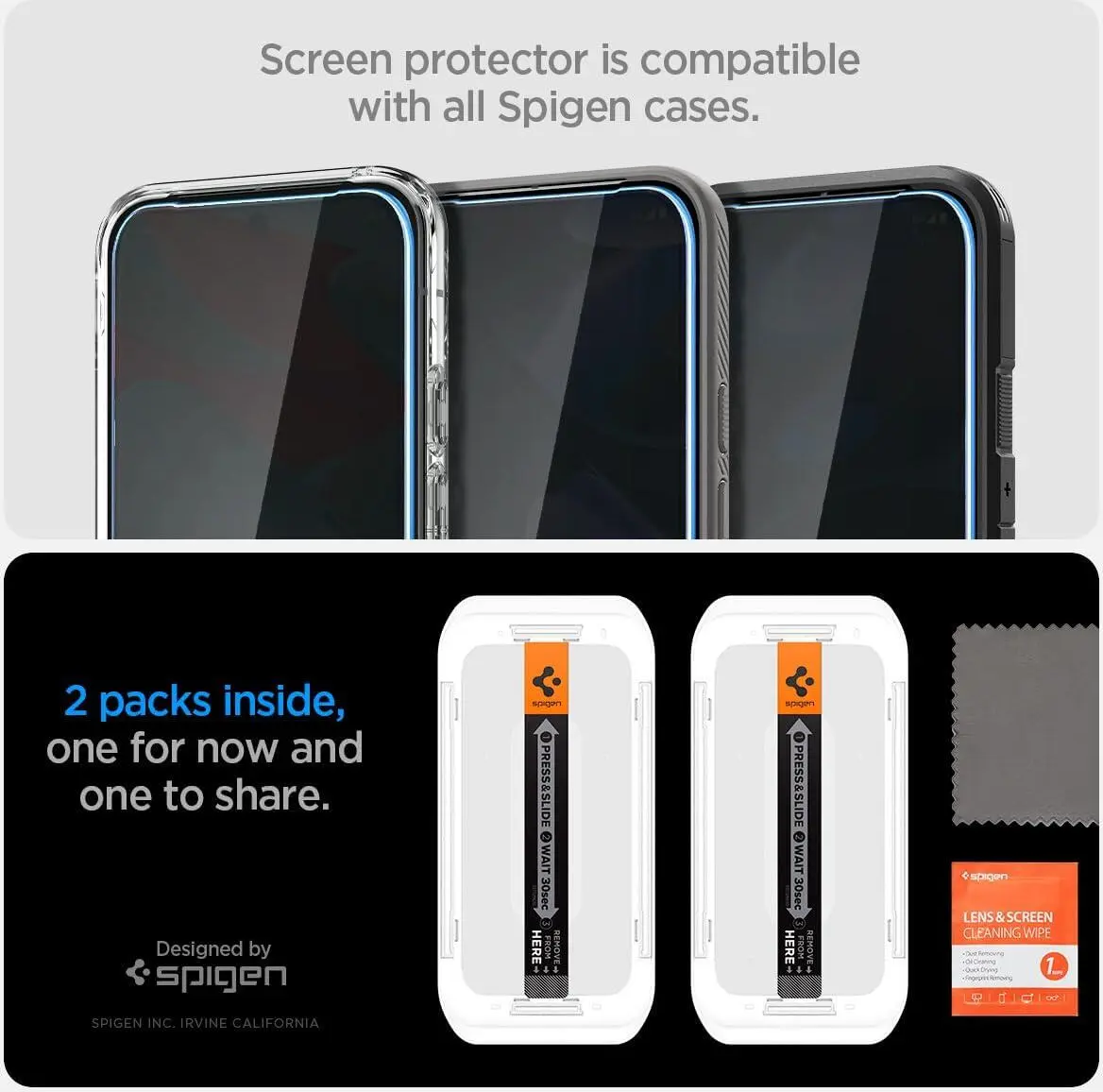 Spigen EZ Fit GLAS.tR Google Pixel 9 / 9 Pro Privacy Glass 2-Pack afbeelding 8