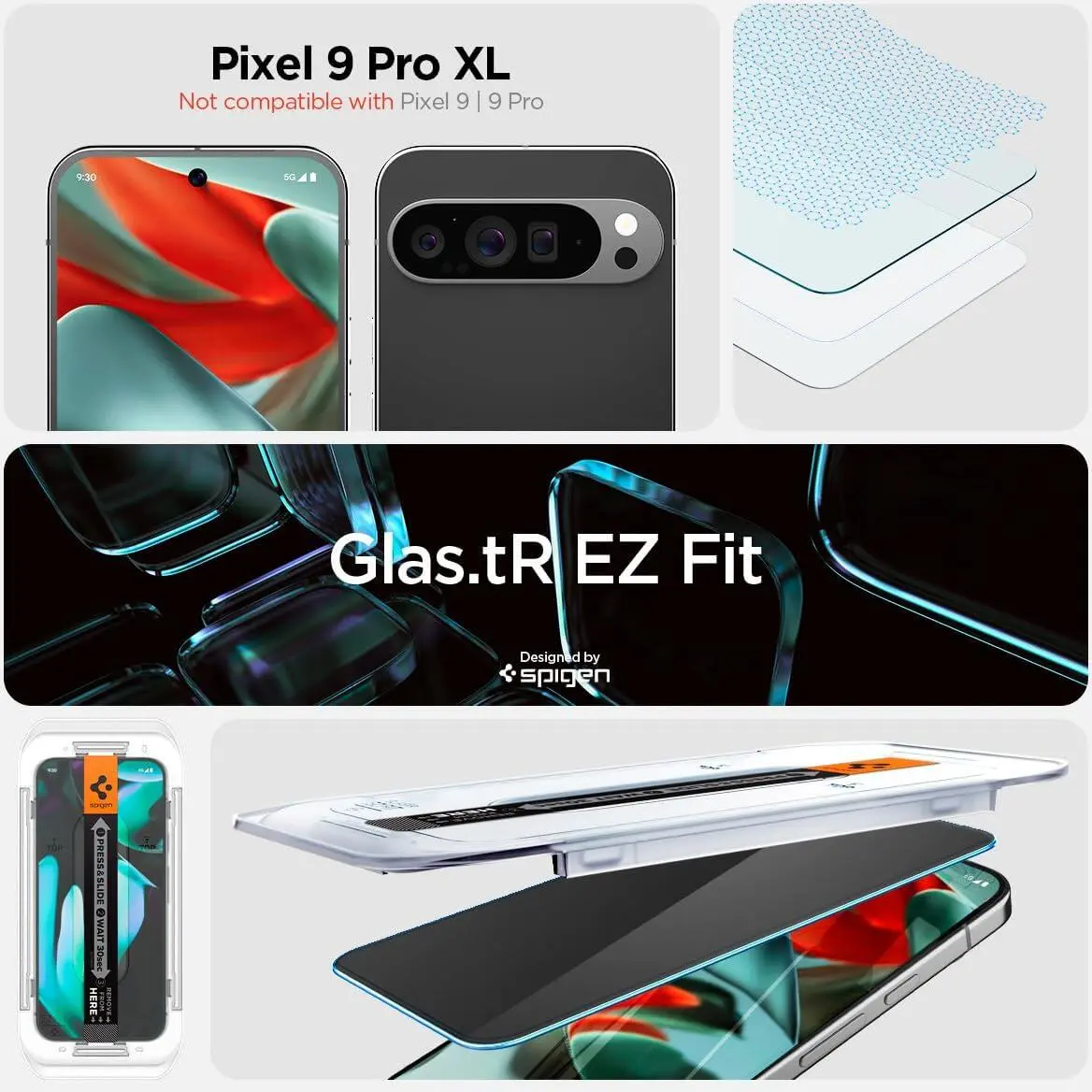 Spigen EZ Fit GLAS.tR Google Pixel 9 Pro XL Privacy Glass 2-Pack afbeelding 2