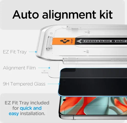 Spigen EZ Fit GLAS.tR Google Pixel 9 Pro XL Privacy Glass 2-Pack afbeelding 4