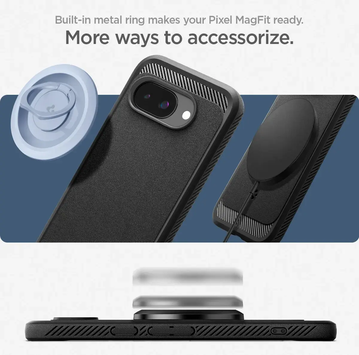 Spigen Rugged Armor MagFit Google Pixel 9a Hoesje MagSafe Zwart afbeelding 6