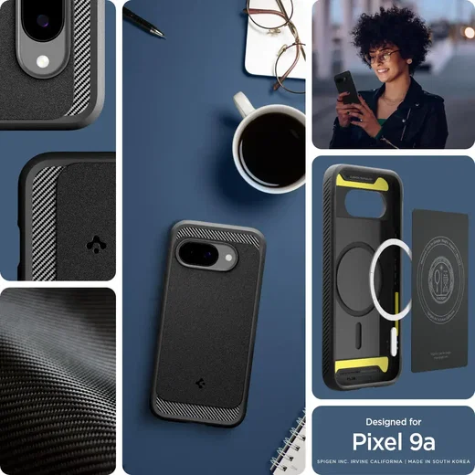 Spigen Rugged Armor MagFit Google Pixel 9a Hoesje MagSafe Zwart afbeelding 4