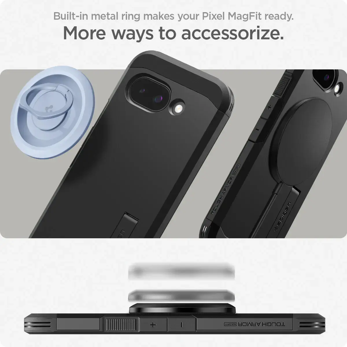 Spigen Tough Armor Google Pixel 9a Hoesje MagSafe Back Cover Zwart afbeelding 6