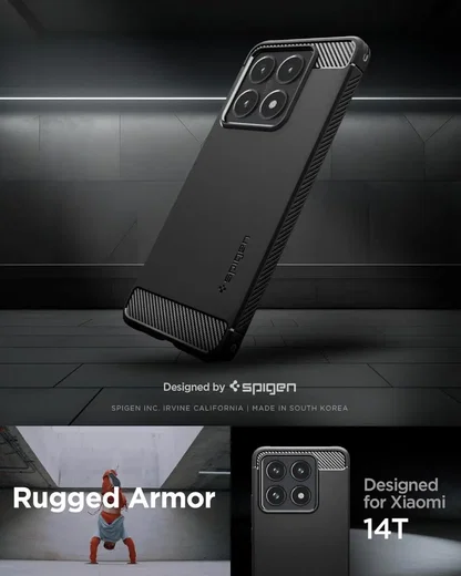 Spigen Rugged Armor Xiaomi 14T Hoesje Back Cover Zwart afbeelding 3