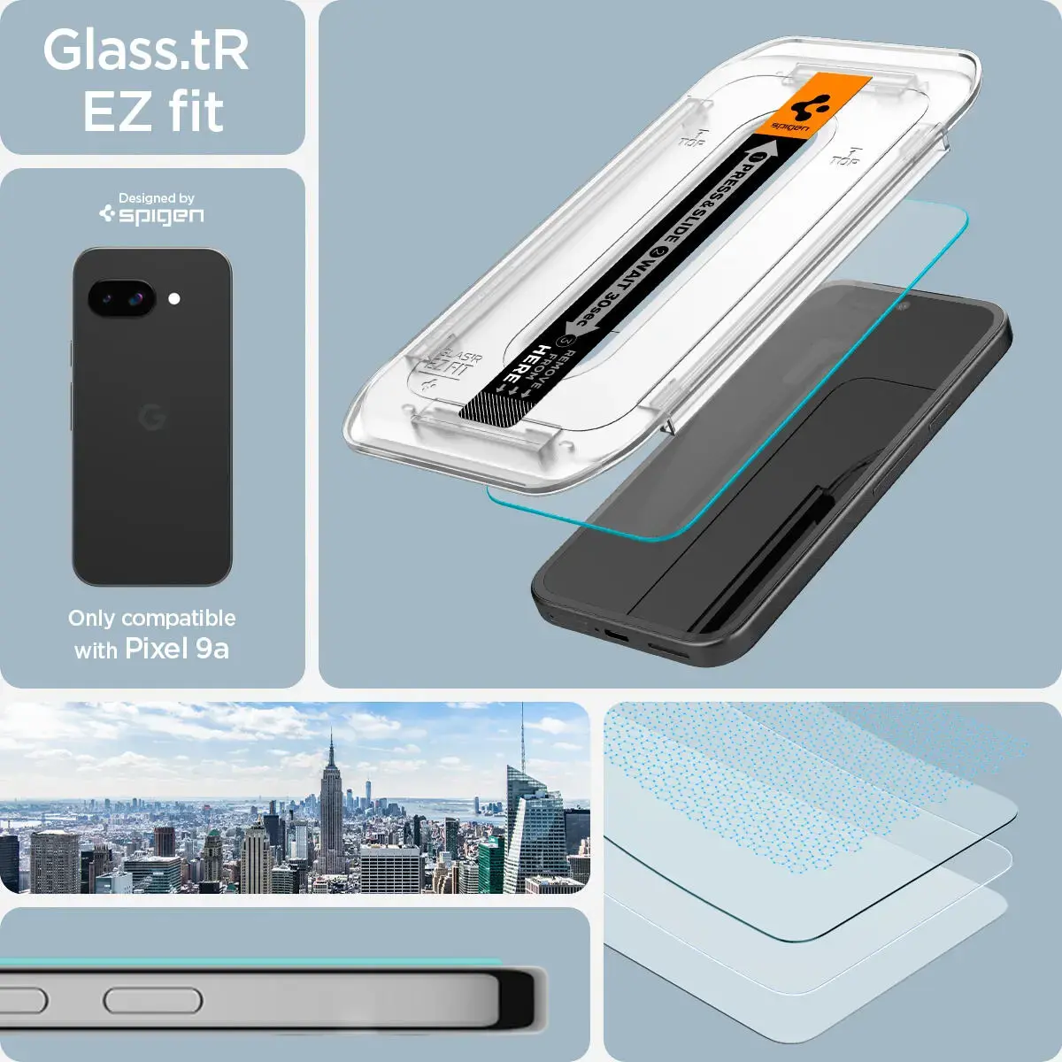 Spigen EZ Fit GLAS.tR Google Pixel 9a Screen Protector 2-Pack afbeelding 4
