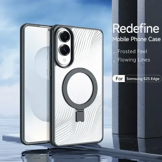 Dux Ducis Aimo MagSafe Samsung Galaxy S25 Edge Hoesje Kickstand Zwart afbeelding 3