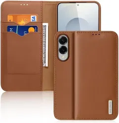 Dux Ducis Hivo Samsung Galaxy S25 Edge Hoesje RFID Book Case Bruin afbeelding