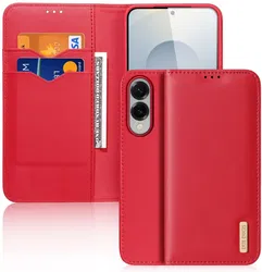 Dux Ducis Hivo Samsung Galaxy S25 Edge Hoesje RFID Book Case Rood afbeelding