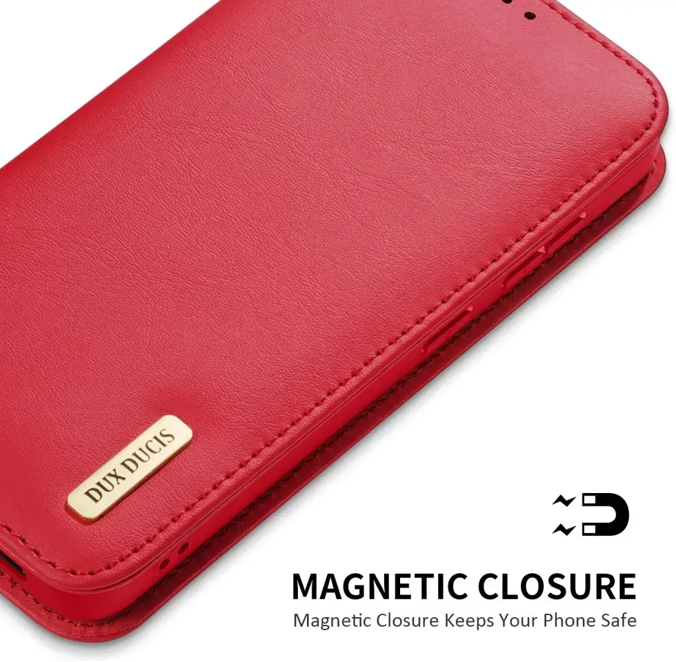 Dux Ducis Hivo Samsung Galaxy S25 Edge Hoesje RFID Book Case Rood afbeelding 6