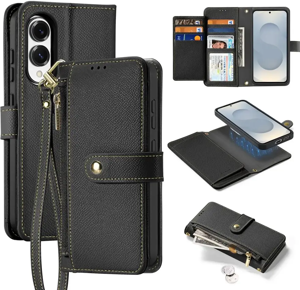 Dux Ducis Lawa Samsung Galaxy S25 Edge Hoesje 2-in-1 Wallet Case MagSafe Zwart afbeelding 2