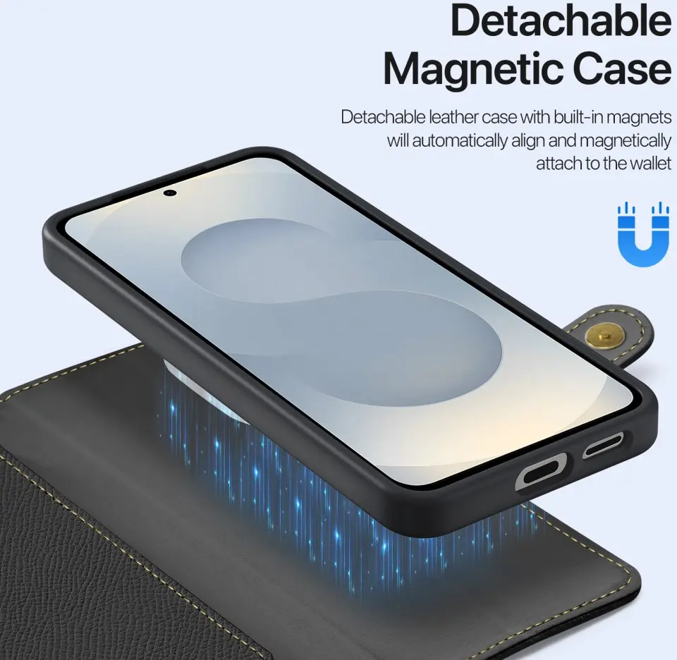 Dux Ducis Lawa Samsung Galaxy S25 Edge Hoesje 2-in-1 Wallet Case MagSafe Zwart afbeelding 5
