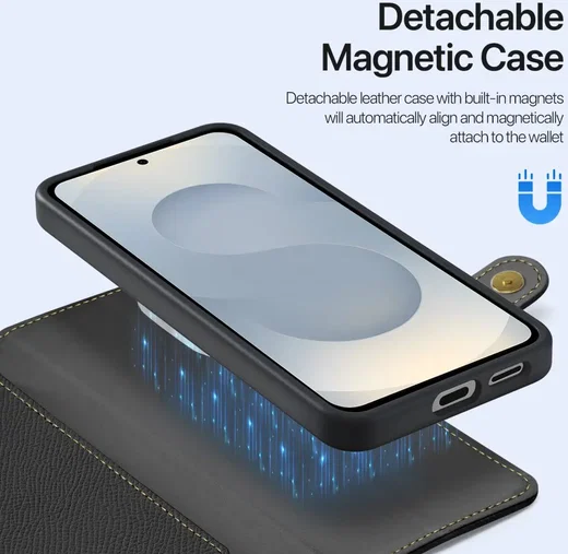 Dux Ducis Lawa Samsung Galaxy S25 Edge Hoesje 2-in-1 Wallet Case MagSafe Zwart afbeelding 5