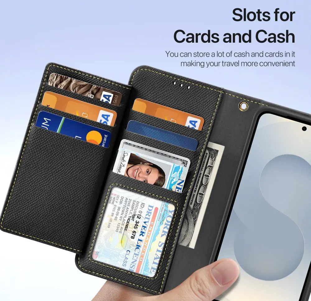 Dux Ducis Lawa Samsung Galaxy S25 Edge Hoesje 2-in-1 Wallet Case MagSafe Zwart afbeelding 7