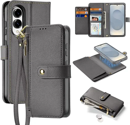 Dux Ducis Lawa Samsung Galaxy S25 Edge Hoesje 2-in-1 Wallet Case MagSafe Grijs afbeelding 2